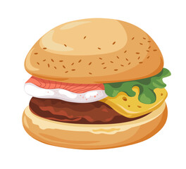 Sandwich with meat, vegetables and cheese vector