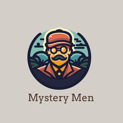 Retro hipster man vector logo design template. Hipster man illustration
