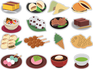 和菓子　食べ物　イラストセット