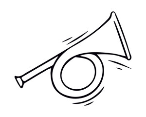 Musical instrument trumpet in doodle style. Vector