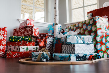 Christmas presents and train