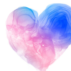 アルコールインクアートの抽象正方形背景テンプレート）グラデーションのハートの形・ピンクと青　