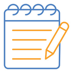 Notepad Blue And Orange Line Icon