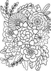 Gordijnen Hand drawn Flower pattern. Doodle design no.11 for a coloring book or background decorative. Relaxation for adults and kids. Vector Illustration.  © Kapom