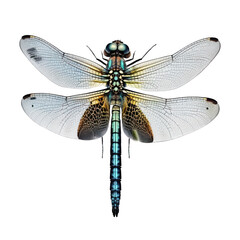green dragonfly top view , isolated on transparent background cutout , generative ai - obrazy, fototapety, plakaty