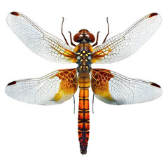 orange dragonfly top view , isolated on transparent background cutout , generative ai - obrazy, fototapety, plakaty