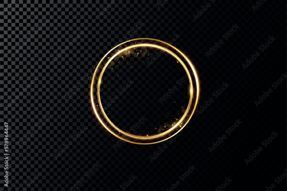 Poster golden circle with fire effects.light effect.vector.
