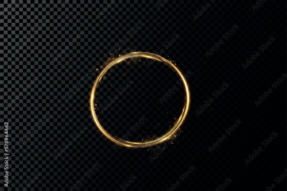 Poster golden circle with fire effects.light effect.vector.