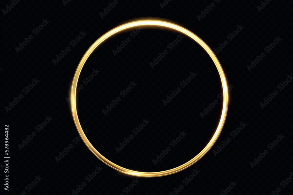 Poster golden circle with fire effects.light effect.vector.