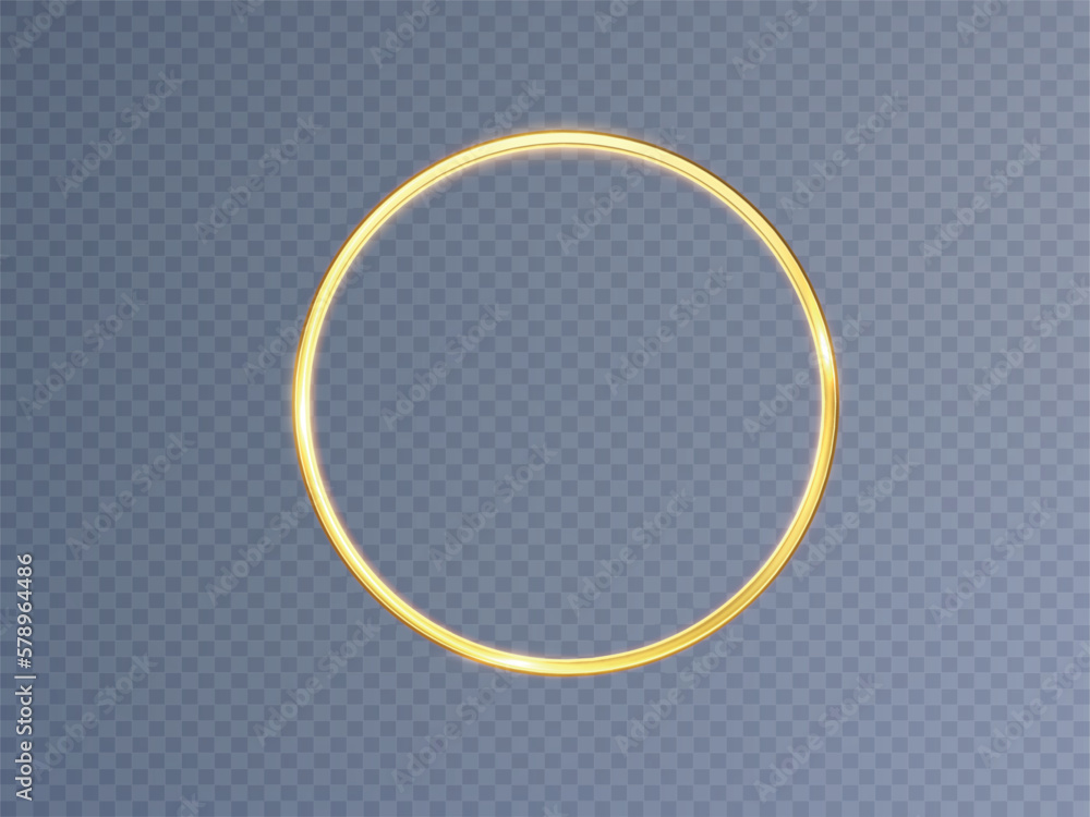Poster golden circle with fire effects.light effect.vector.