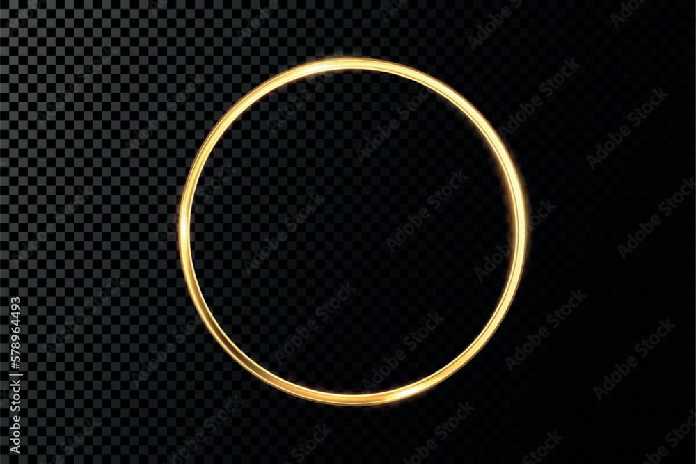Poster golden circle with fire effects.light effect.vector.