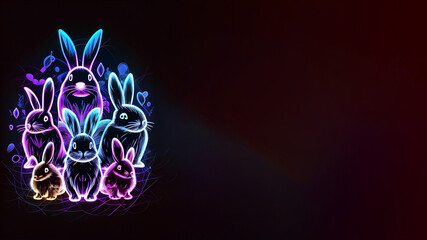 Colorful fantasy artistic easter bunny background banner, illustration graphic, by generative AI