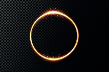 Golden circle with fire effects.Light effect.Vector.
