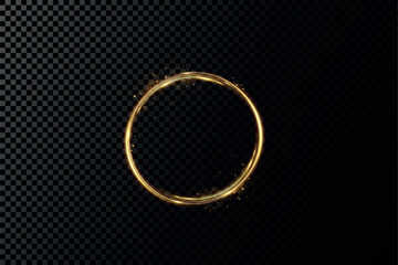 Golden circle with fire effects.Light effect.Vector.