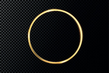 Golden circle with fire effects.Light effect.Vector.