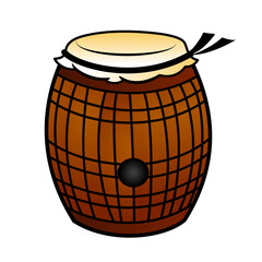 Wooden barrel for wine or beer. Cask  top covered with fabric vector keg for whiskey, rum or cognac isolated on transparent