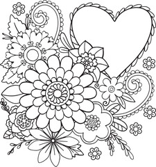 Black and white pattern. Doodle frame with place for text, greeting card, coloring book or background decorative. Relaxation for adults and kids. Vector Illustration. 
