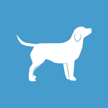 Dog logo white on blue background