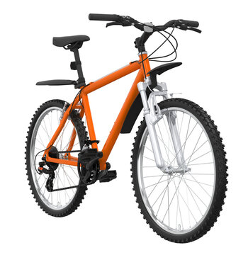 Orange 29er mountain bike isolated. PNG transparency