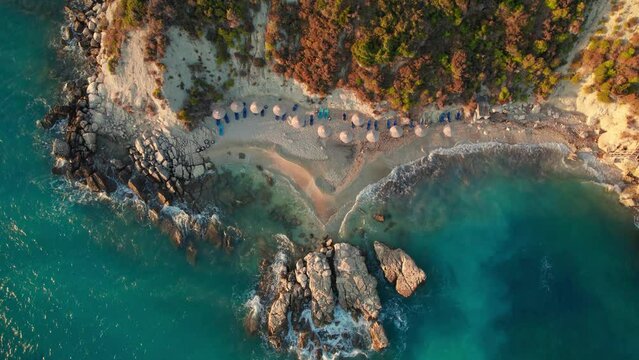 Beautiful Xigia sandy beach on Zakynthos island, Ionian sea, Greece.