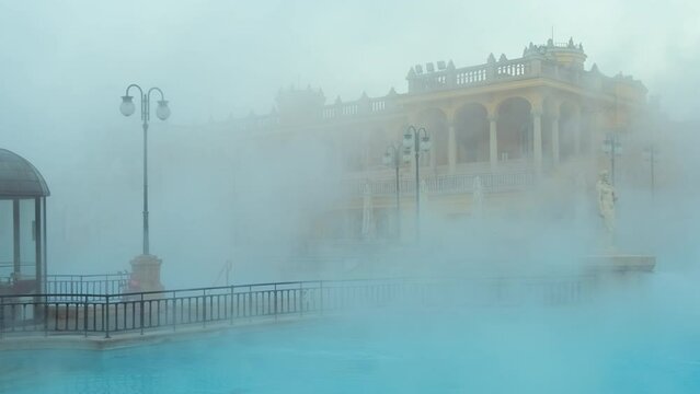 Szechenyi Baths in Budapest in winter, Hungary