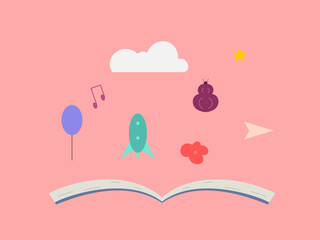 flat design children's book day vector illustration