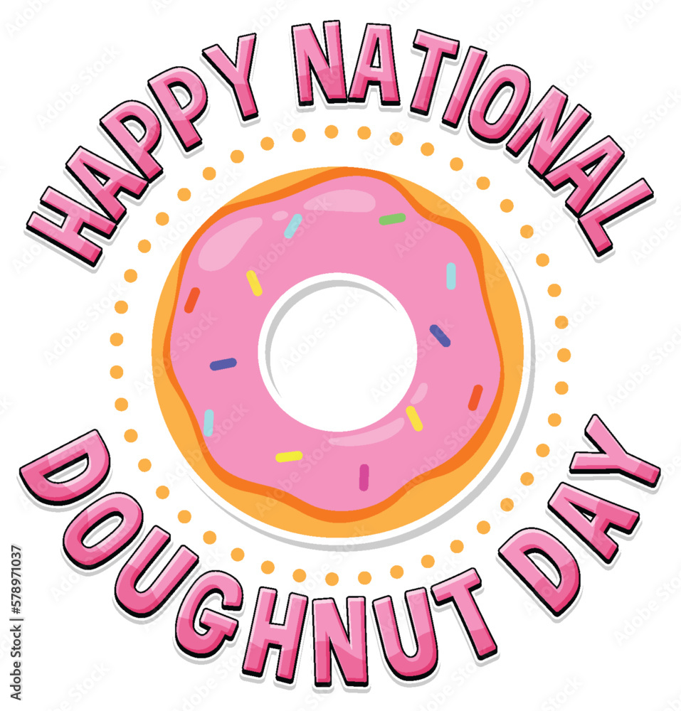 Wall mural Happy doughnut day in June logo