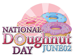 Fototapeta premium Happy doughnut day in June logo