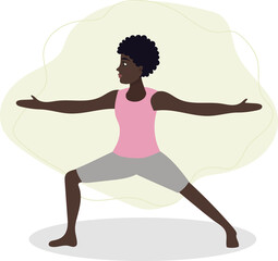 Woman exercising yoga. Illustration in flat cartoon style, concept illustration for healthy lifestyle, sport, exercising.