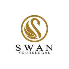 Obraz premium Swan logo icon design template- vector illustration