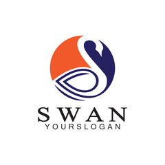 Swan logo icon design template- vector illustration