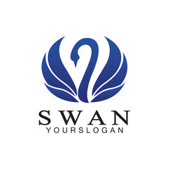 Swan logo icon design template- vector illustration