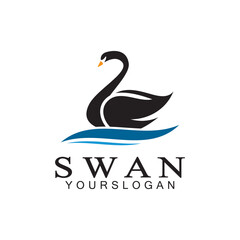 Swan logo icon design template- vector illustration