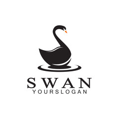Swan logo icon design template- vector illustration