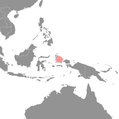 Halmahera sea on the world map. Vector illustration.
