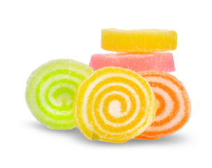 Jelly sweet, flavor fruit, candy dessert colorful on sugar on transparent.