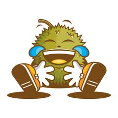 Cartoon durian mascot with laugh face