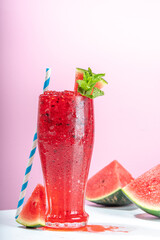 Cold watermelon slushie drink