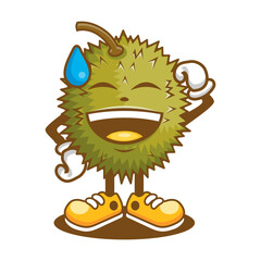 Cartoon durian mascot with smile face