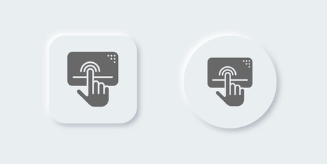 Mousepad solid icon in neomorphic design style. Finger signs vector illustration.