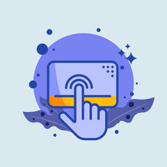 Mousepad flat illustration. Finger signs vector illustration.