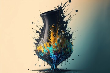 Liquid colors in glass vase. Glass vortex: a surrealistic explosion of colors and ink. Generative AI.