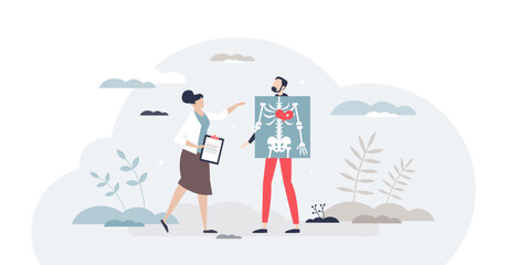 Learning anatomy and human medicine academic study tiny person concept, transparent background.Inner organs knowledge and medical school or university practice illustration.