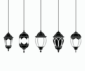 Obraz premium Hand drawn Ramadan Kareem and lantern background,beautiful greeting card design elements