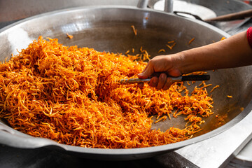 Making Proses Dried potato or potato mustofa (indonesian : Kering Kentang Potato Balado) is the term for dry match-shaped potatoes stir-fried with Indonesian spices.