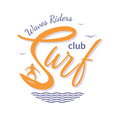 Logo for a surf club. Idea for a T-shirt print.