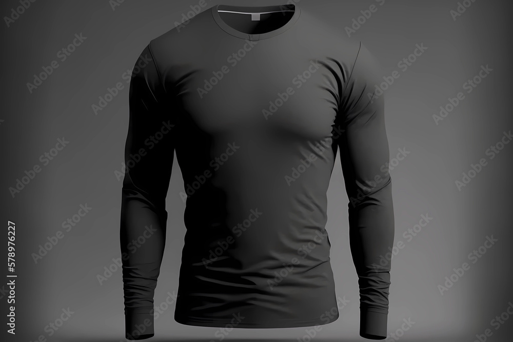 Sticker Dark grey longsleeve front view mockup. Generative ai design.