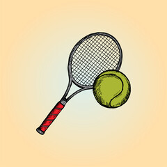 Doodle style tennis sports, vector illustration