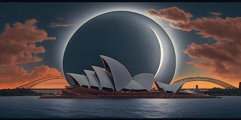 An amazing total solar eclipse in Sydney, Australia - Generative AI