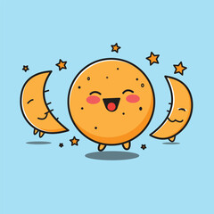 Obraz premium Moon and star cartoon vector.kawaii moon cartoonn . Moon smiling face. moon png 